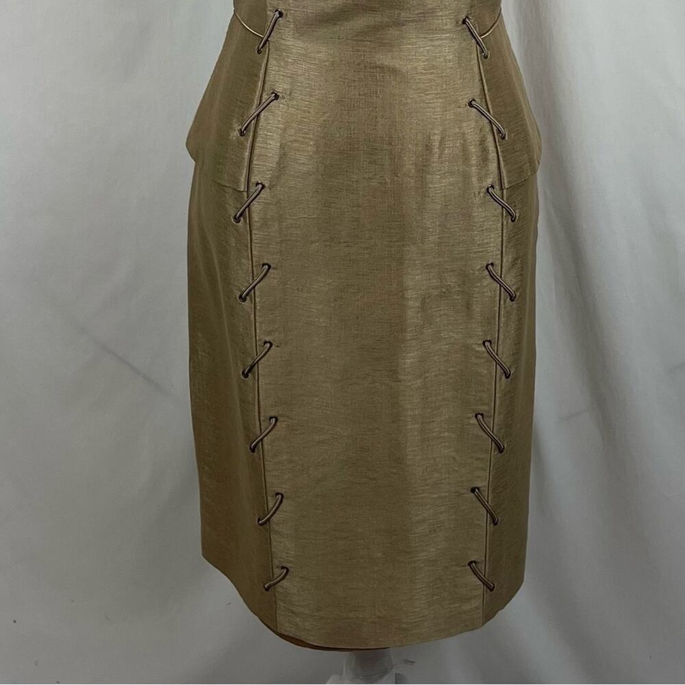 BIGIO Collection Metallic Gold Sleeveless Dress NWOT Size 10 - Picture 4 of 13